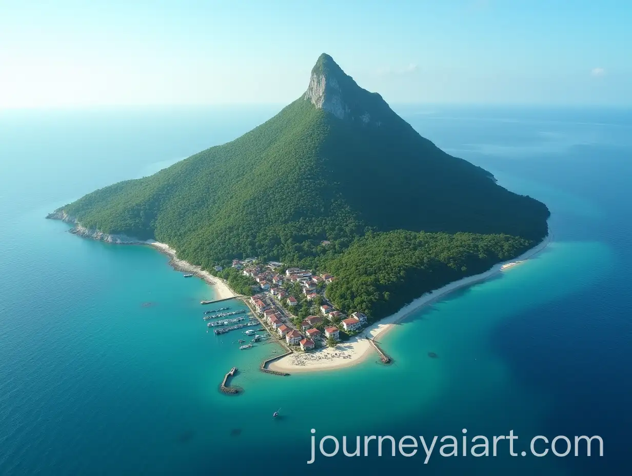 Curved-LeafShaped-Island-with-Port-Village-and-Lush-Forest-Landscape