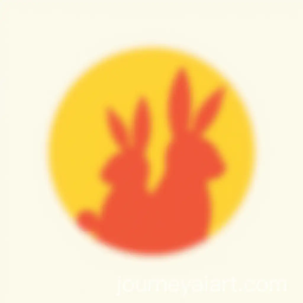 Minimalistic-Logo-Featuring-Two-Red-Rabbits-on-Yellow-Circle-Background