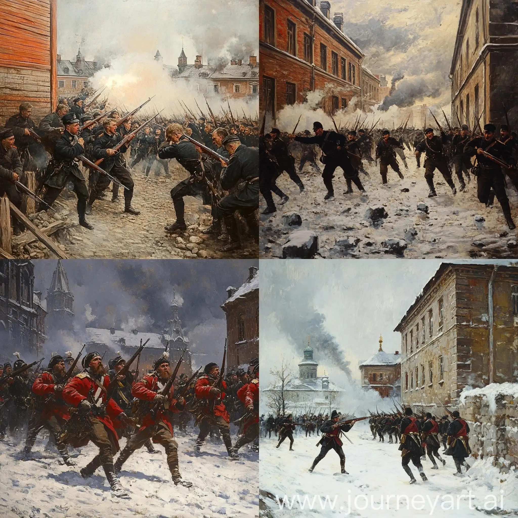 Finnish-Troops-Fighting-in-Arkhangelsk-Impressionist-Painting