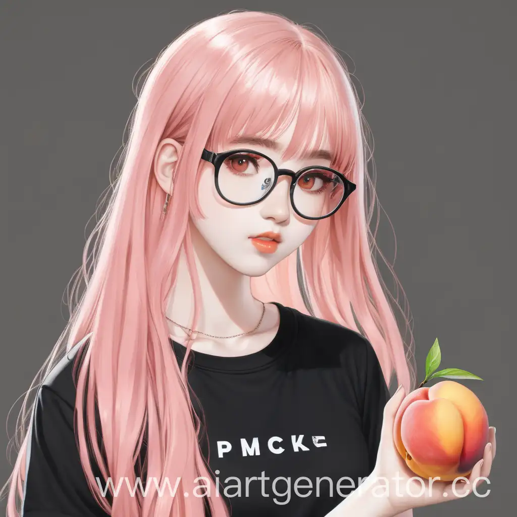 Girl-with-Long-Pink-Hair-in-Glasses-Holding-a-Peach