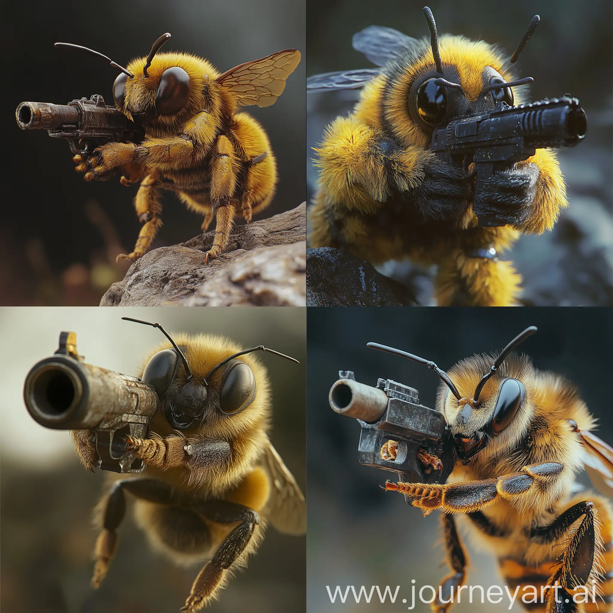 Bee-Holding-MiniGun-Unusual-Insect-with-Weaponry