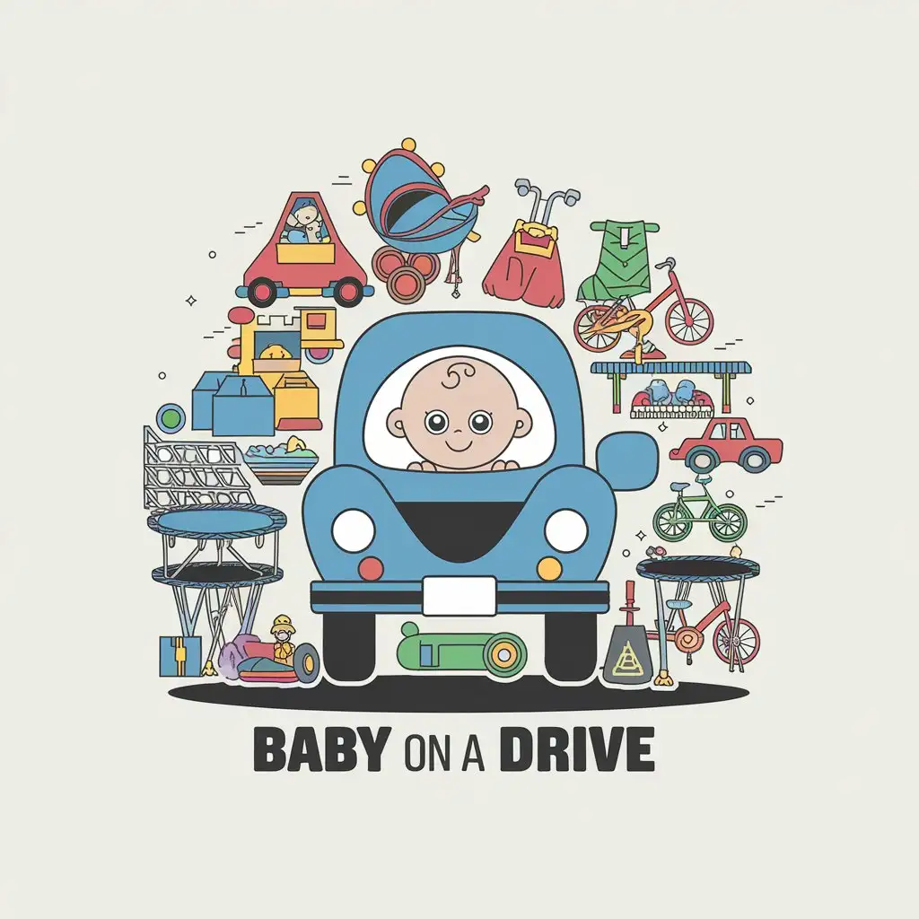 LOGO Design for Baby on a Drive Playful and Versatile with Toys Cars Bicycles and More