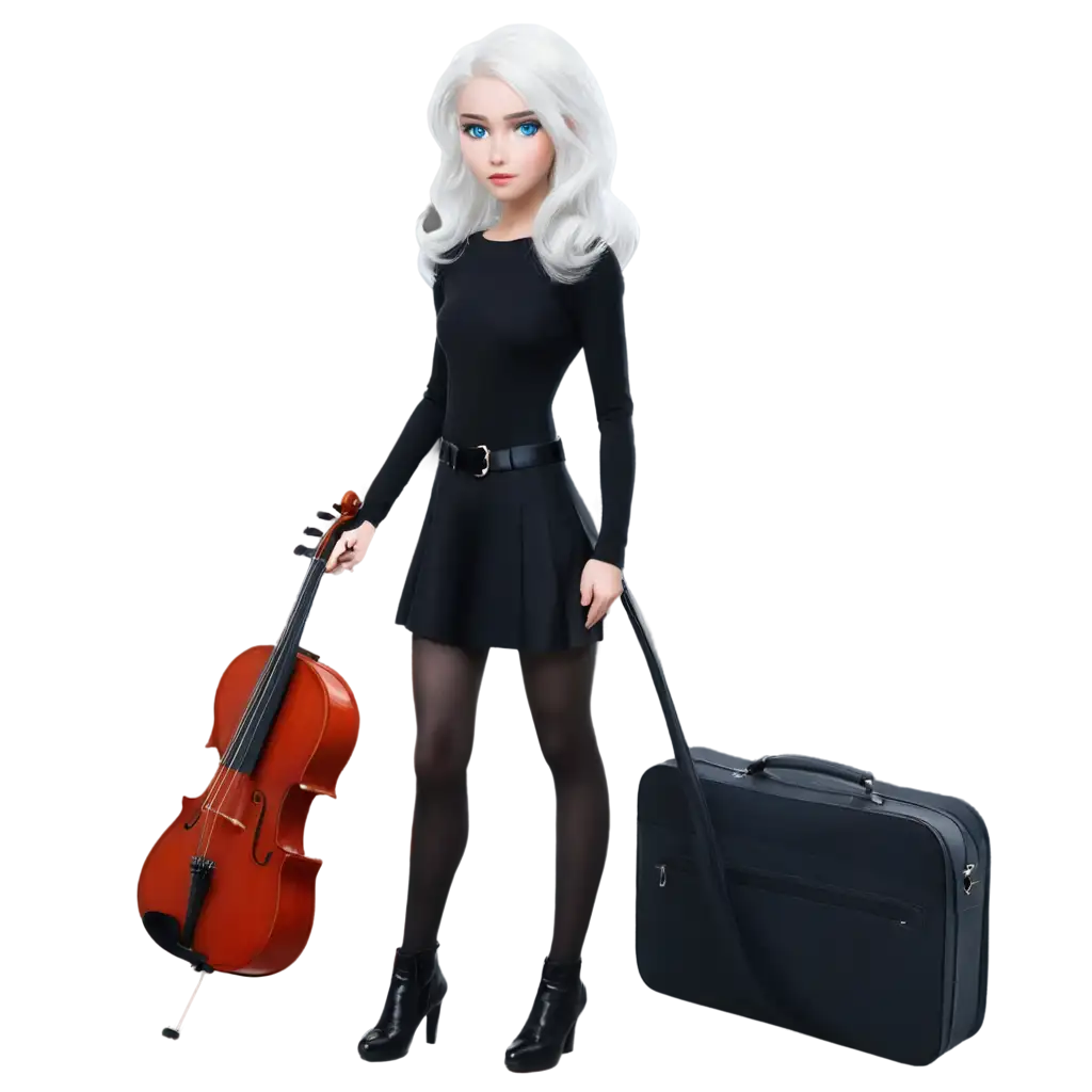 Animated-PNG-Image-of-a-Young-Pretty-Woman-with-White-Hair-and-Blue-Eyes-Carrying-a-Violin-Case