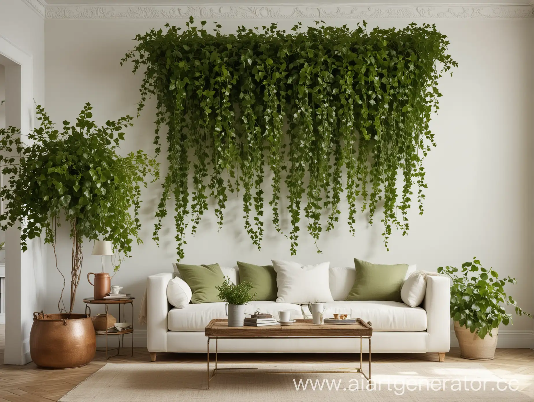 Bright-Room-with-White-Sofa-and-Lush-Ivy-Leaves-Decoration