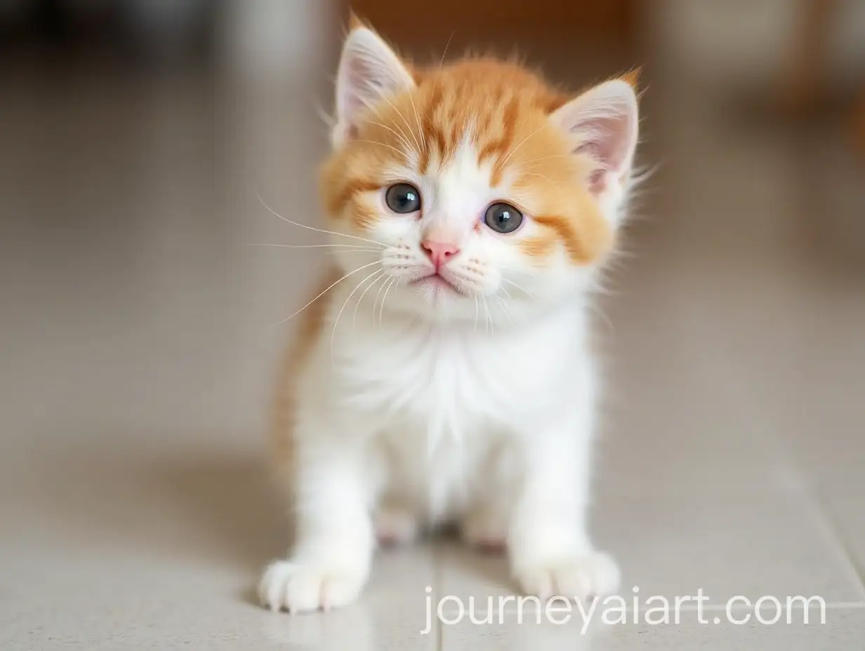 Adorable-White-and-Orange-Kitten-in-a-Cozy-Setting
