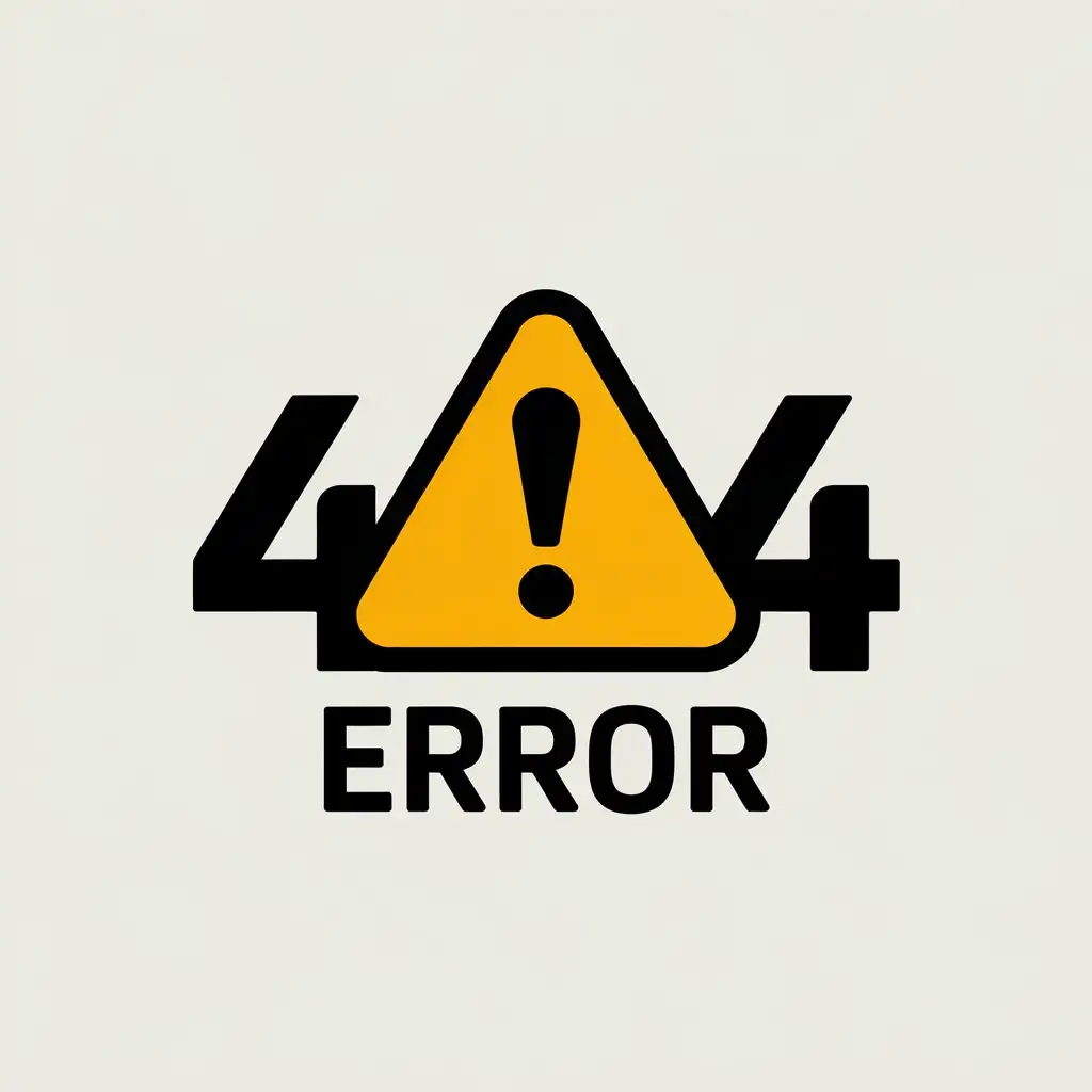 LOGO Design for Error 404 Yellow Triangle Exclamation Point on Clear Background