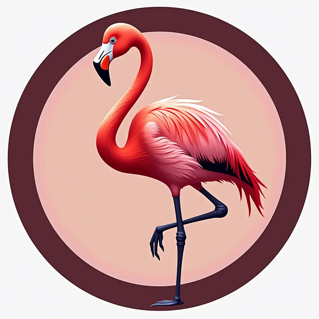 Logo Design of a Flamingo in Circular Frame