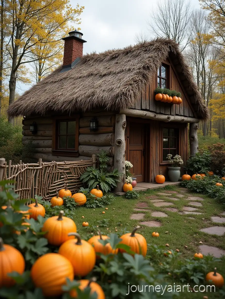 UkrainianUkrainian-hut-with-pumpkins-Hut-with-Reed-Roof-and-Pumpkin-Garden-Surrounded-by-Wicker-Fence