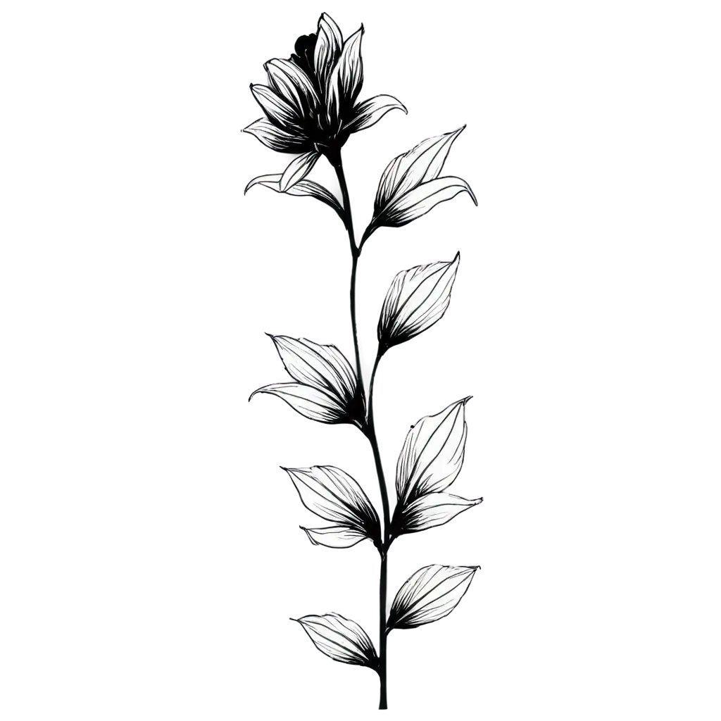 Black-and-White-Floral-PNG-Image-HighQuality-Transparent-Floral-Design-for-Creative-Projects