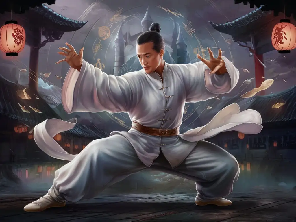 Tai-Chi-Master-Practicing-Martial-Arts-in-Fantasy-Setting