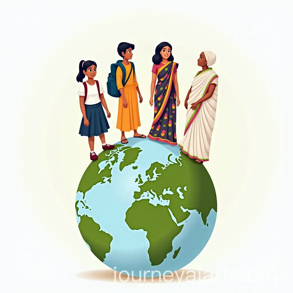 Diverse-Women-Standing-on-a-Globe-Representing-Global-Unity