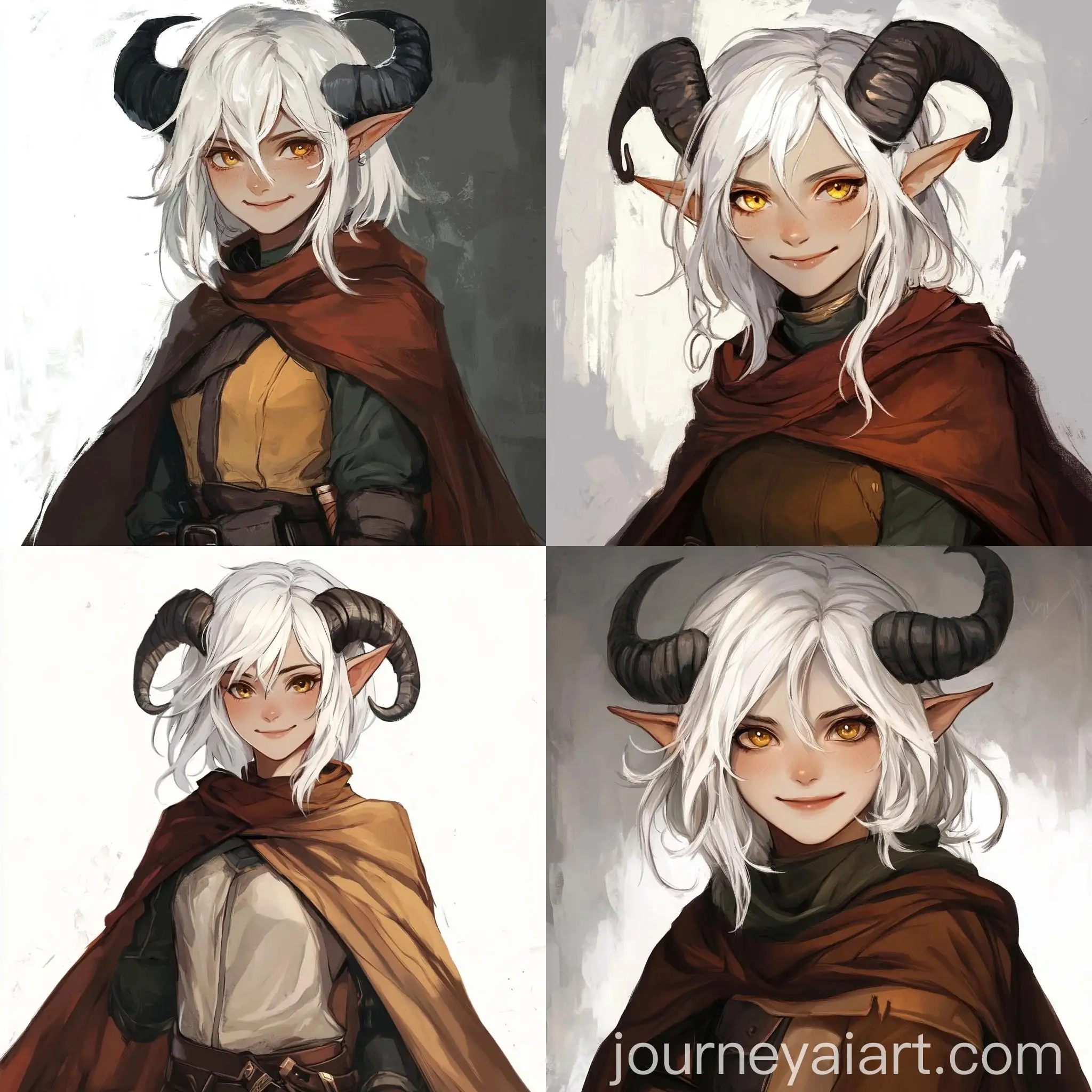 Happy-Female-Tiefling-Concept-Art-with-White-Hair-and-Golden-Eyes
