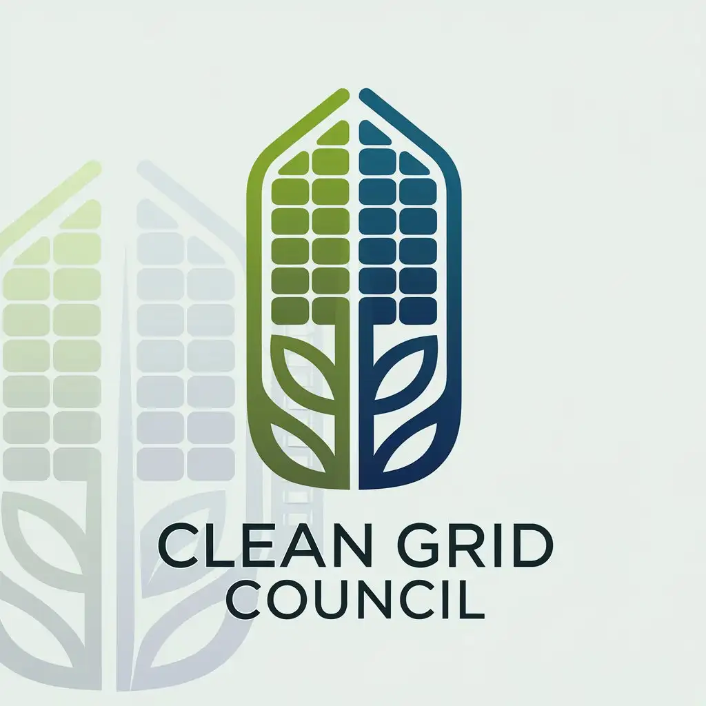 LOGO Design for Clean Grid Council Modern Sleek with Solar Panels Plant Elements Green Blue Color Scheme