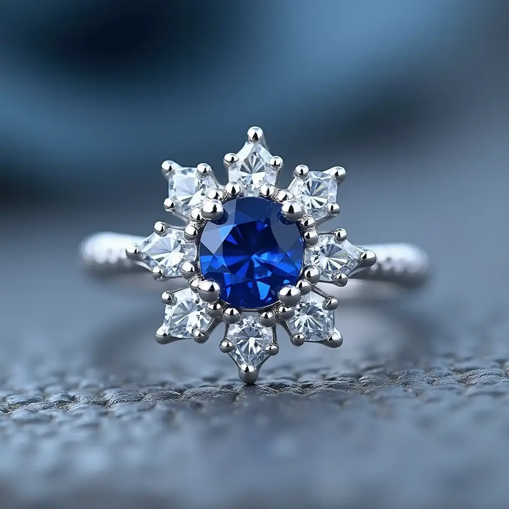 a snowflake blue sapphire ring, fashion simple style