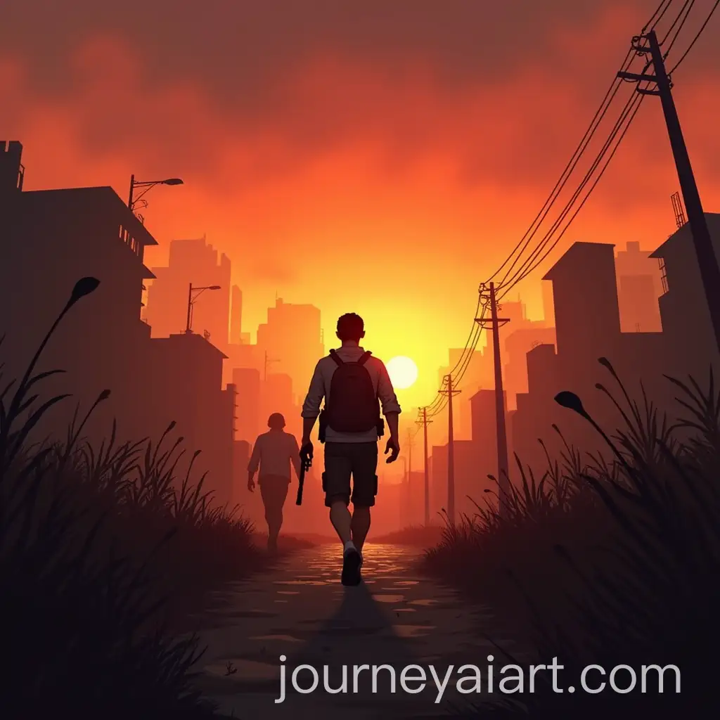 Survivor-Running-from-Infected-Ones-at-Sunset-in-DayZ-Standalone-Style