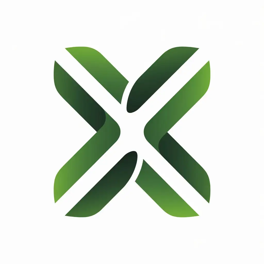 LOGO Design for X Green Gradient X Symbol with Clear Background