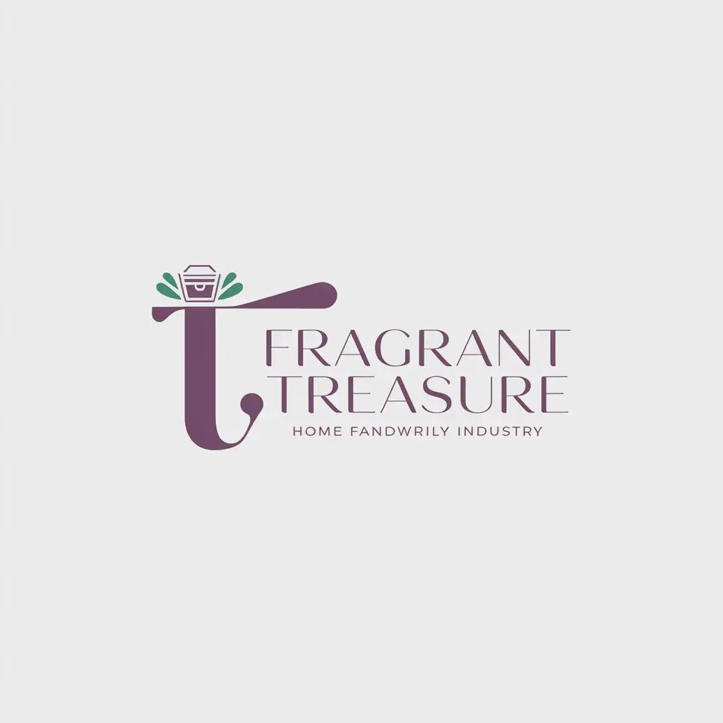 LOGO Design for Fragrant Treasure Elegant Handwriting Font with Treasure Box and NatureInspired Color Palette