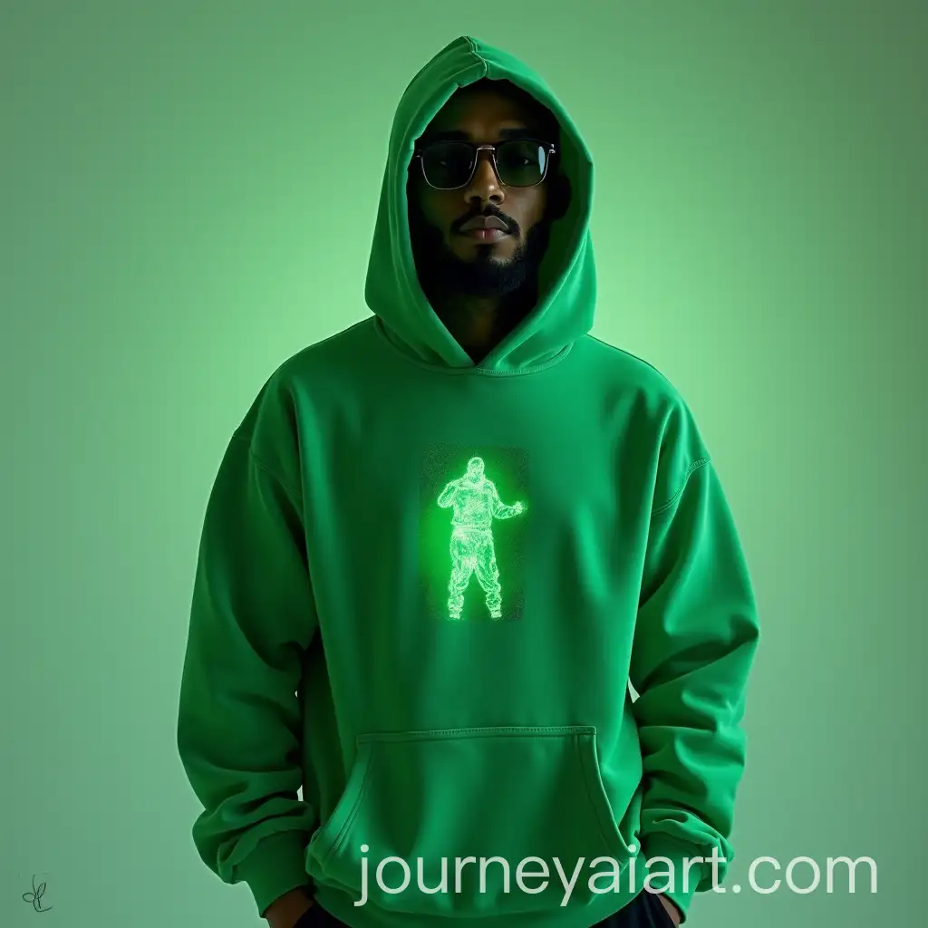 Green-Hologram-Rapper-with-Hoodie-on-Neutral-Background