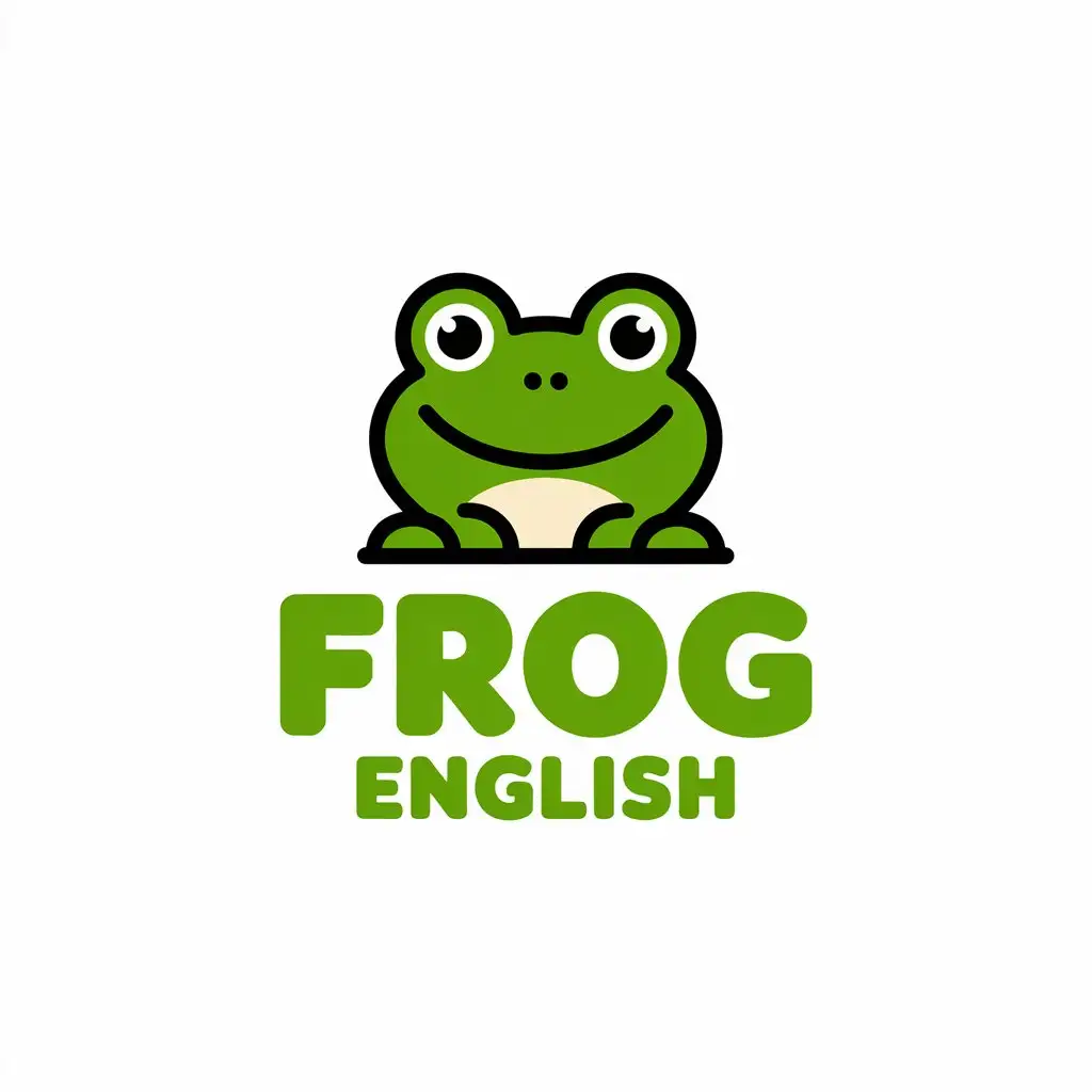 LOGO-Design-for-Frog-English-Playful-Green-Frog-Symbolizing-Education