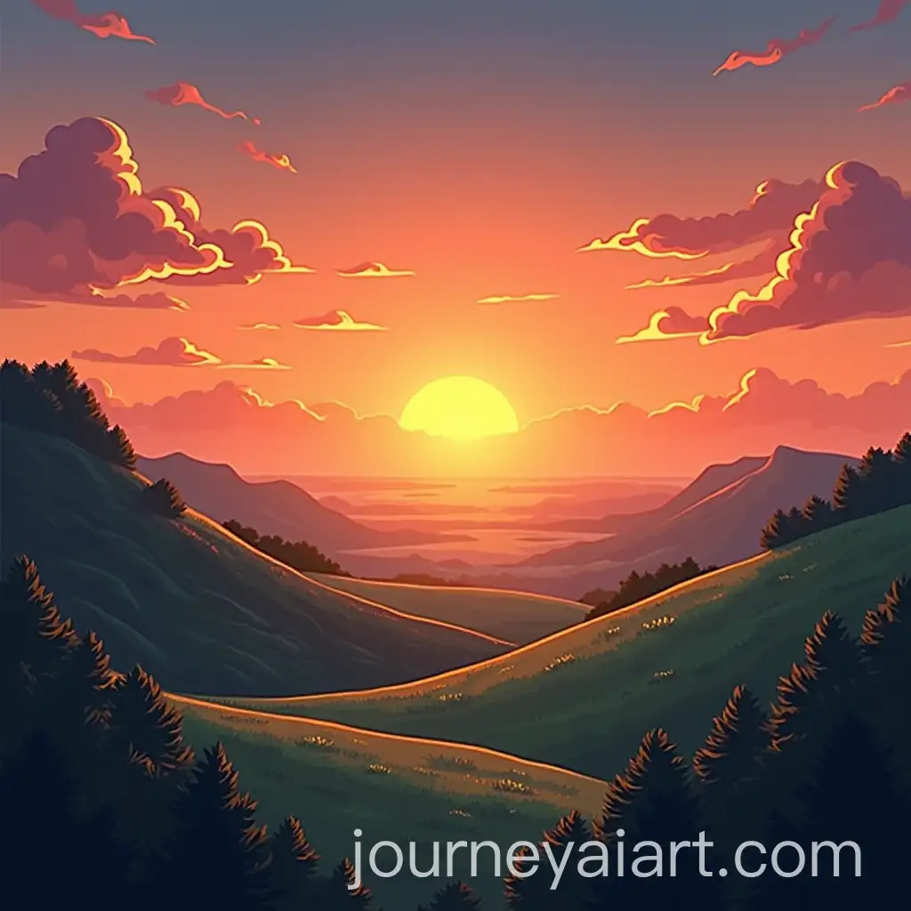 Beautiful-Sunset-Over-a-Valley-from-a-Hilltop