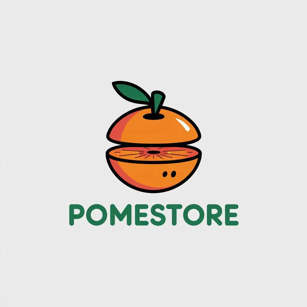 a vector logo design,with the text "Pomestore", main symbol:Orange completely green,Moderate,be used in Retail industry,clear background