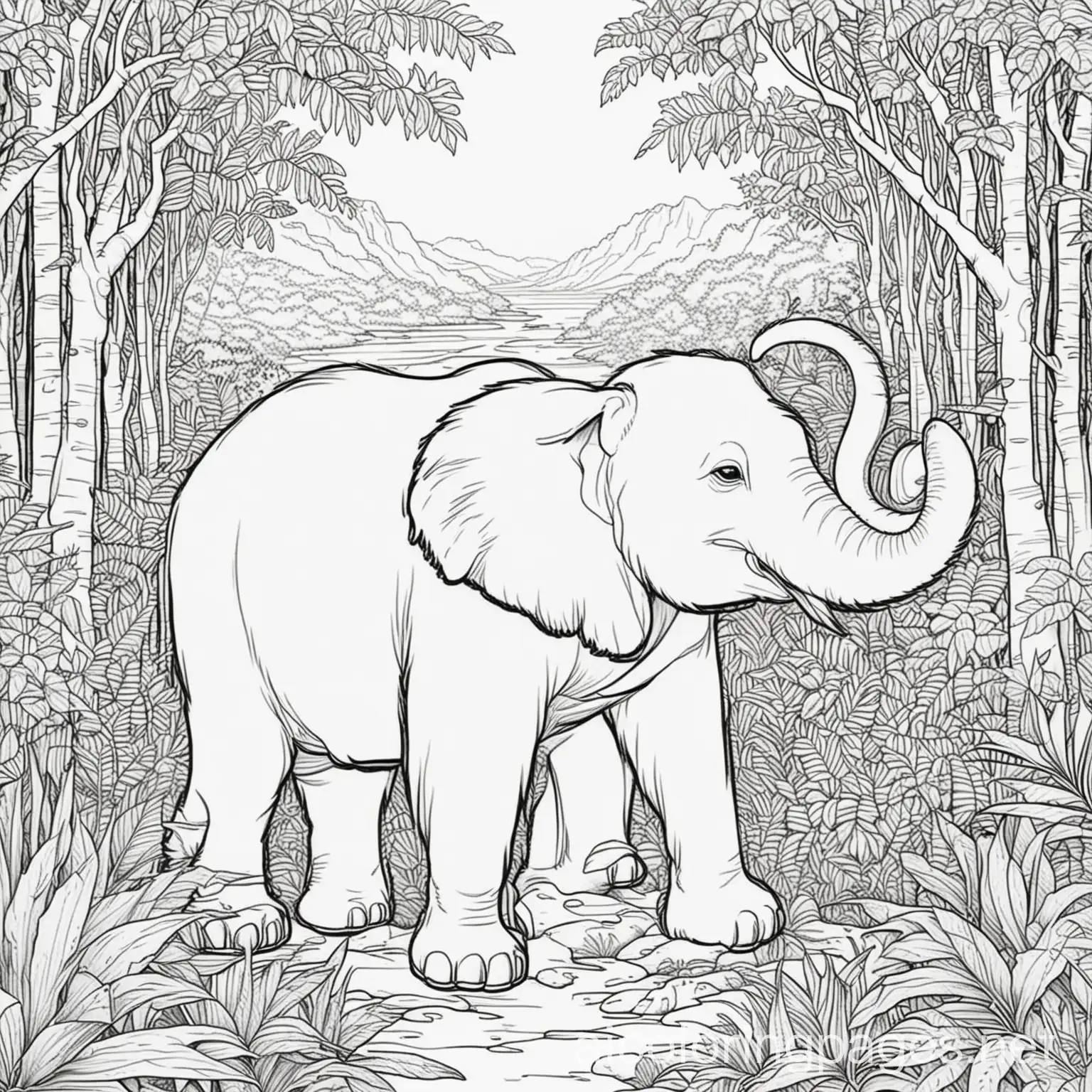 Jungle-Animal-Coloring-Page-Black-and-White-Line-Art