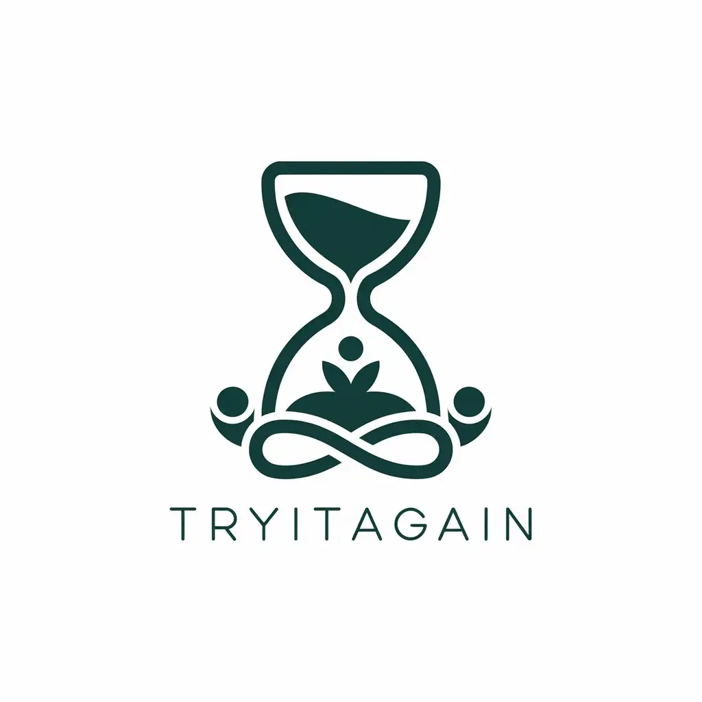 LOGO Design for TryItAgain Hourglass Clock and Meditation Theme for Beauty Spa Industry