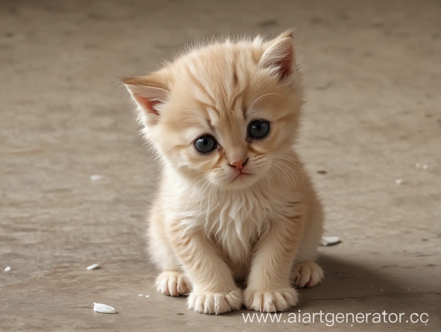 Lonely-Kitten-Sitting-in-Abandoned-Alley