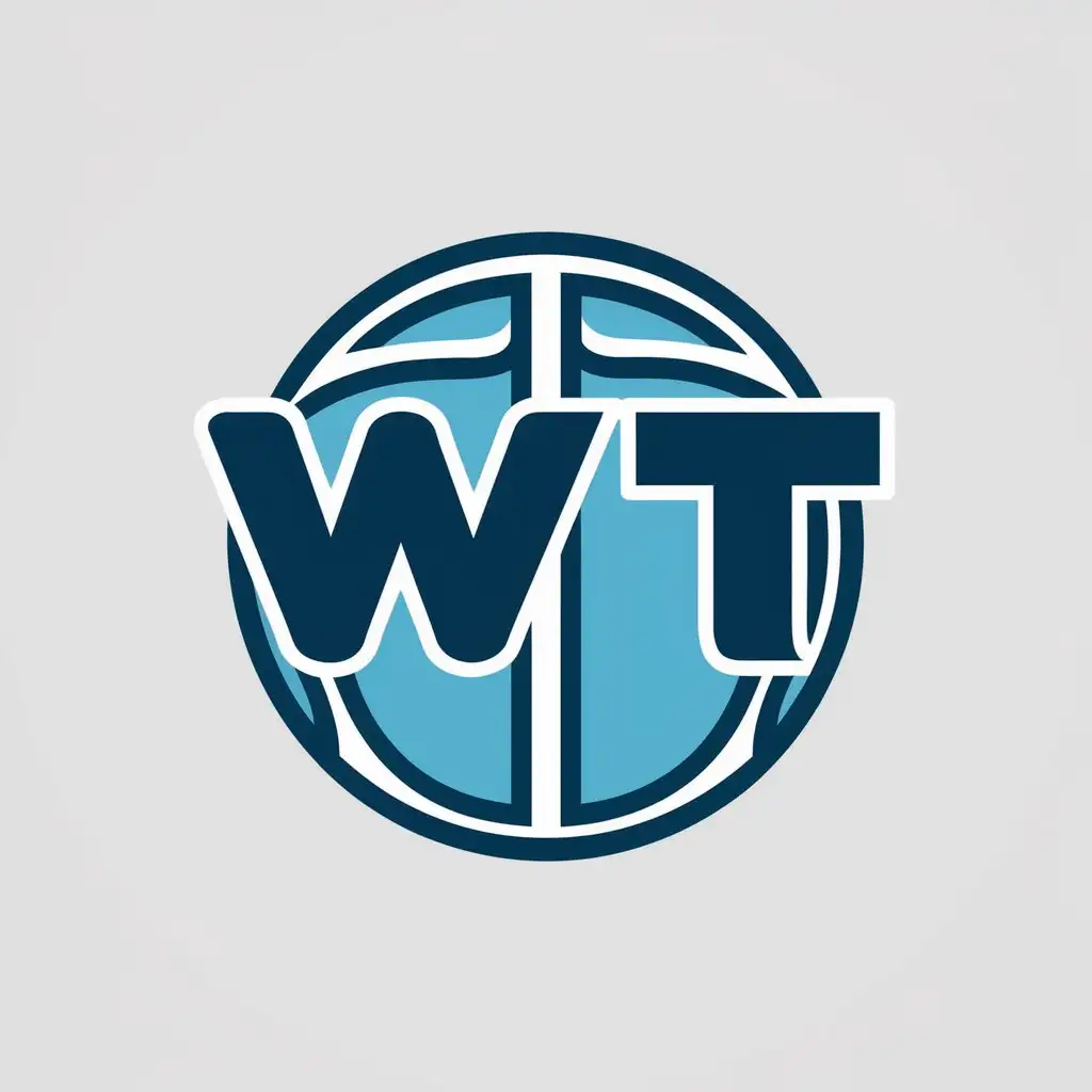 a vector logo design,with the text "wt", main symbol:light blue, basketball,Minimalistic,clear background