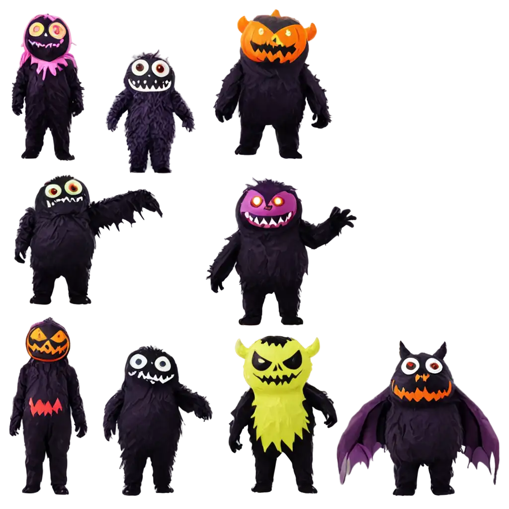 a group of halloween monsters