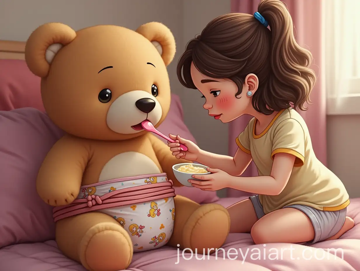 Baby-Boy-in-Sailor-Moon-Diaper-Fed-by-Mom-in-Girlish-Room-Setting