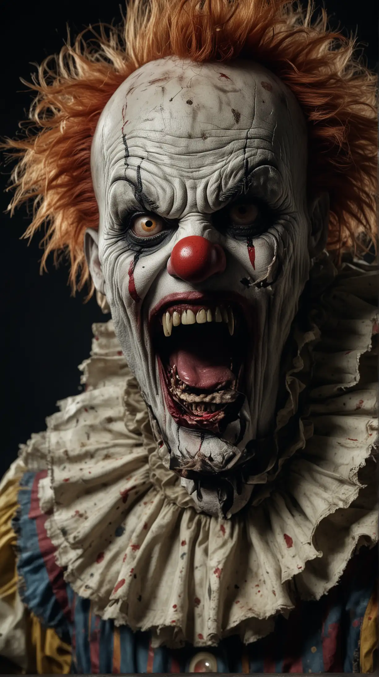 Intense Horror Clown with Screaming Expression and Detailed Features