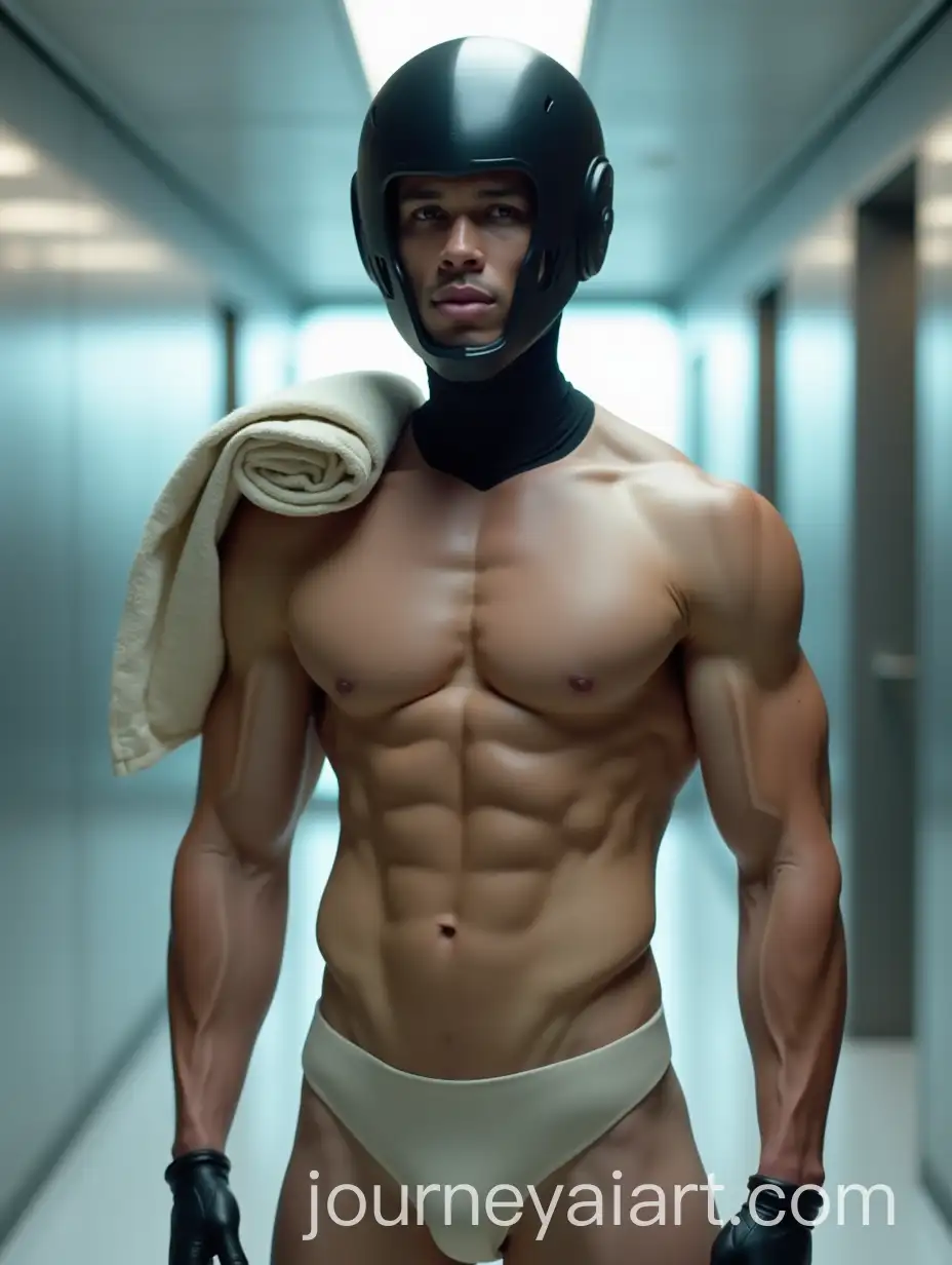 Muscular-Male-Android-Standing-Confidently-in-Futuristic-Environment