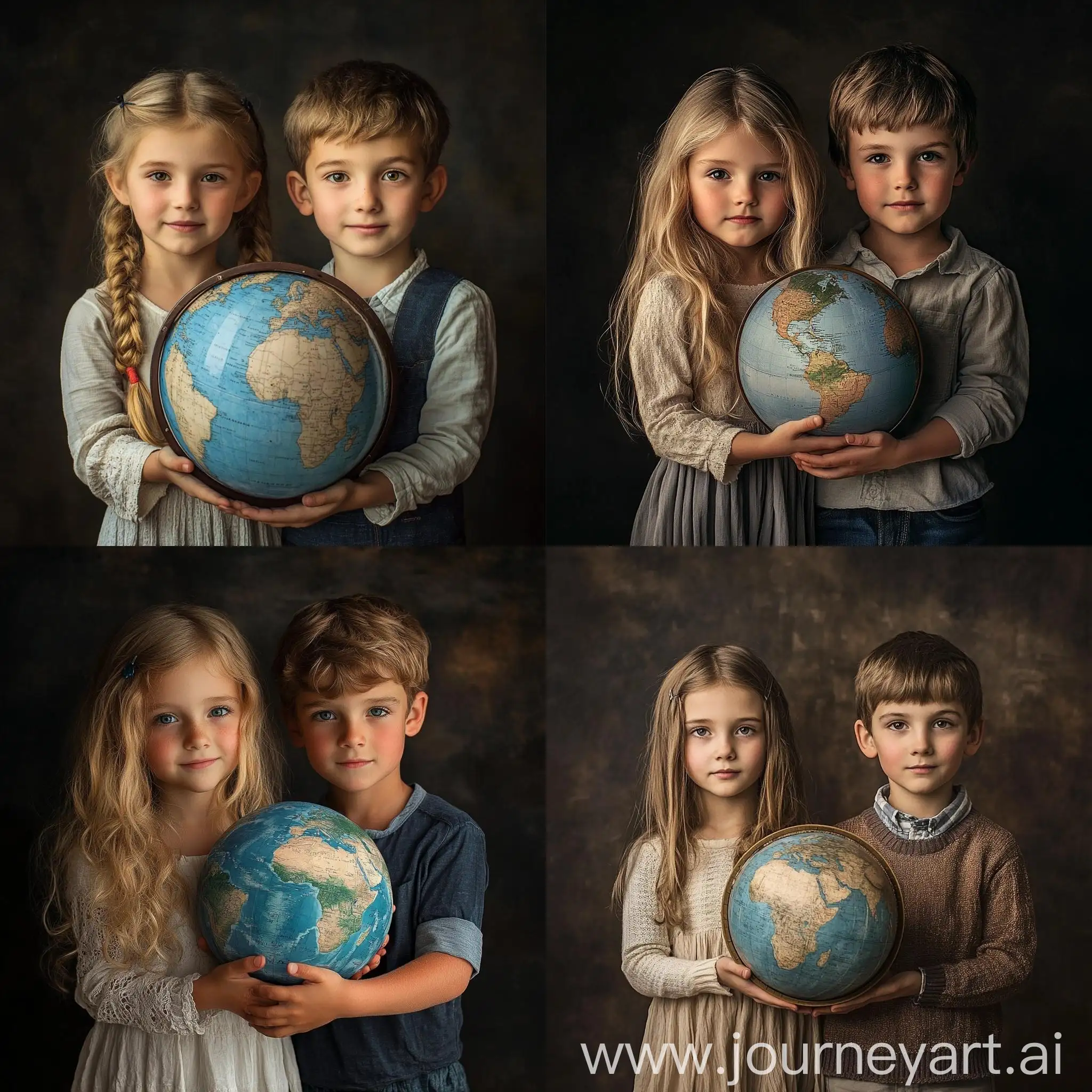 Children-Holding-Globe-Together-in-Realistic-Photo