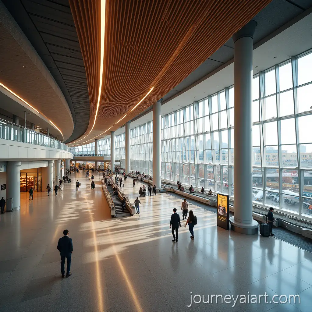 Modern-Airport-Interior-with-Wood-Metal-and-Linear-Lighting