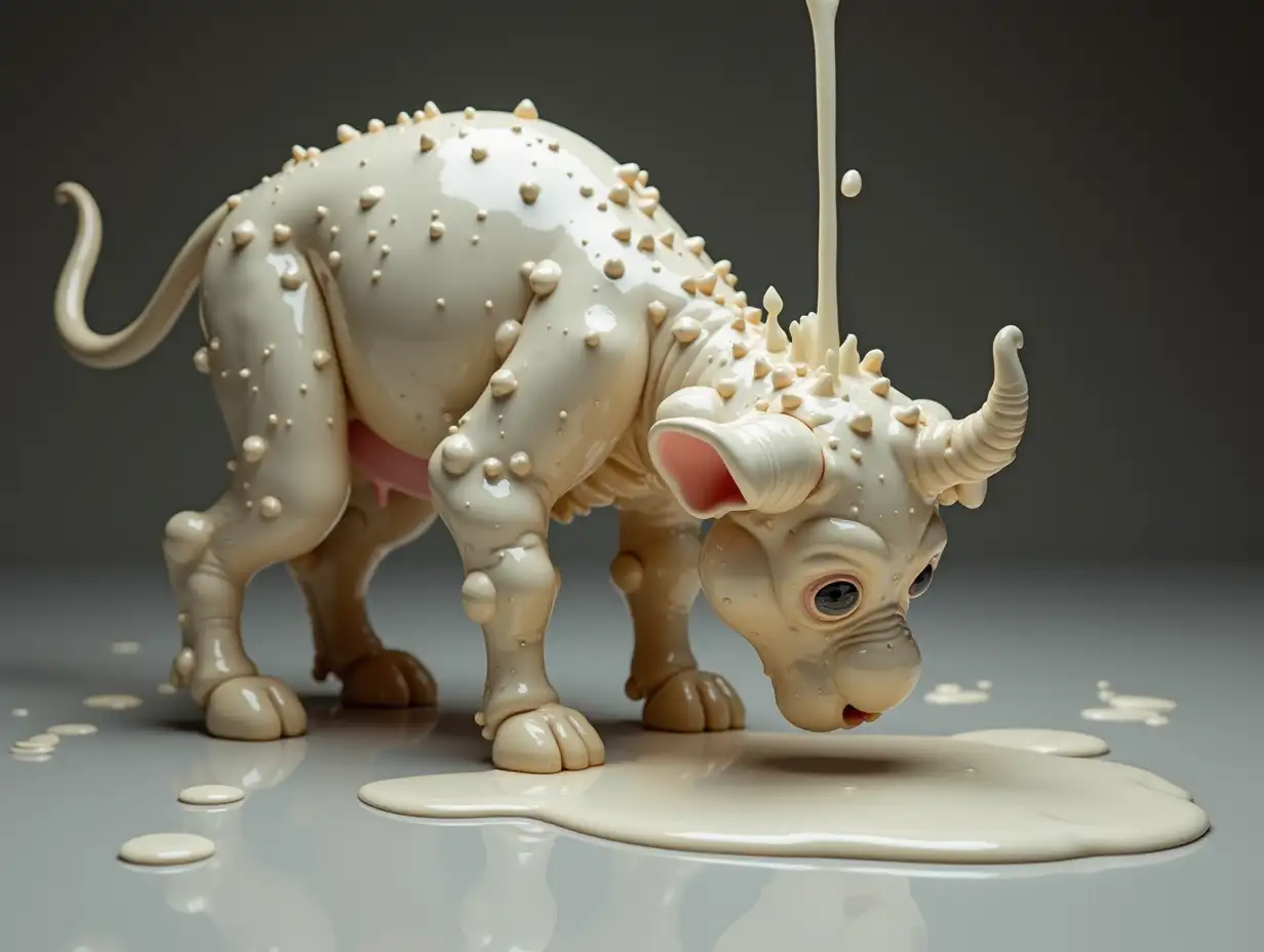 milk gets spilled on a very abnormal creature