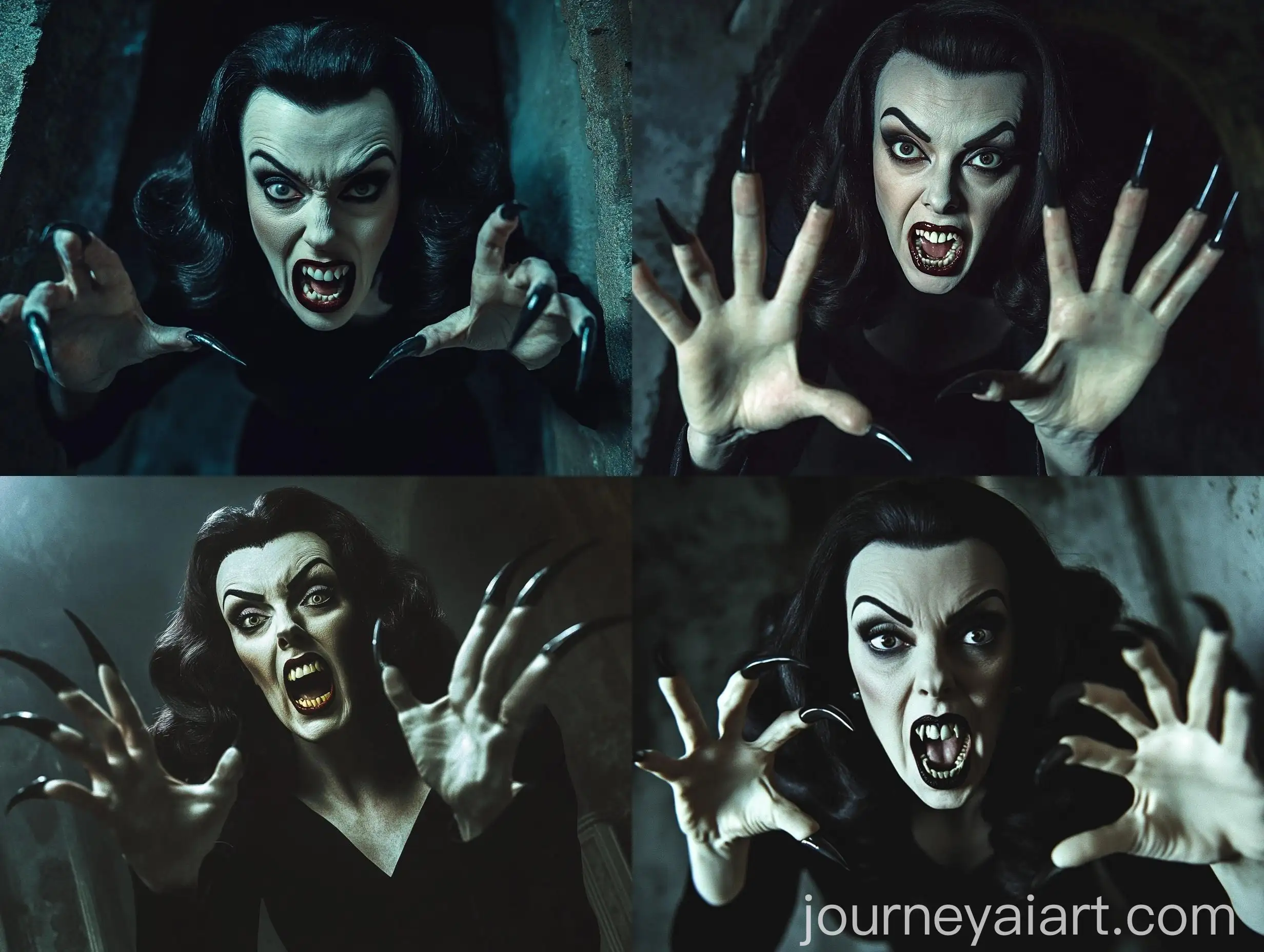 Terrifying-Zombie-Woman-with-Fangs-Attacks-in-Abandoned-Crypt