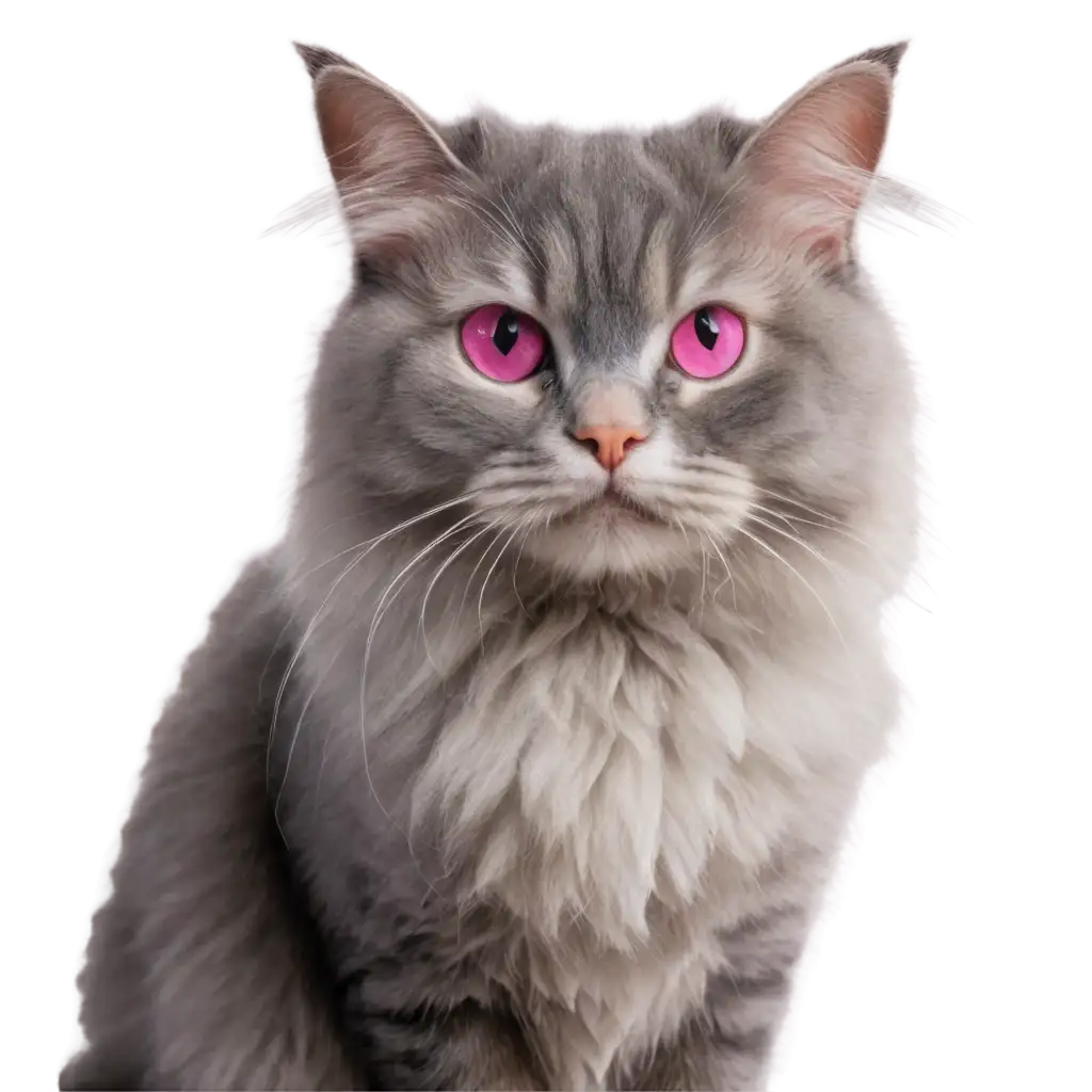 Adorable-Gray-Fluffy-Cat-with-a-Pink-Nose-PNG-Perfect-for-Digital-and-Print-Projects