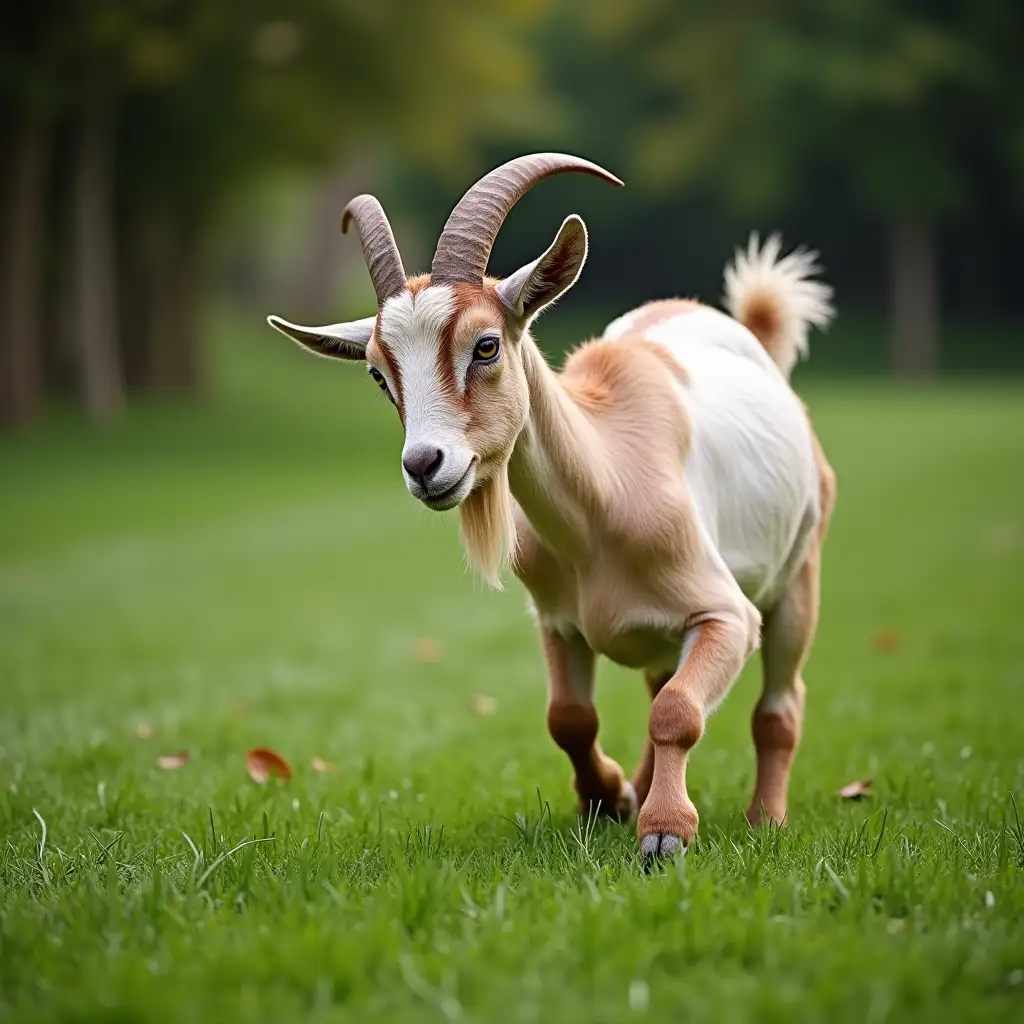 a goat mowing the lawn