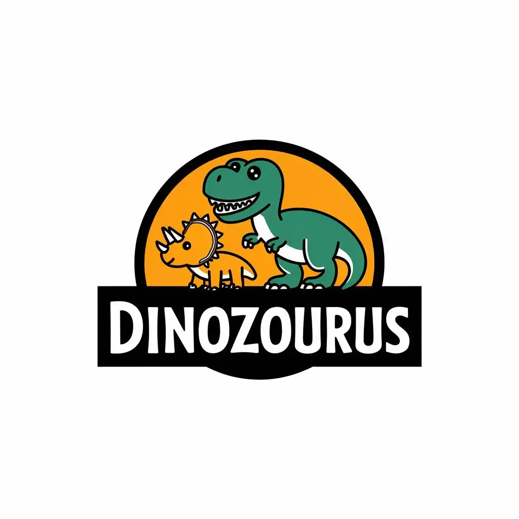 LOGO Design for DINOZOURUS Cute TRex and Triceratops Dinosaur Theme in Black and White