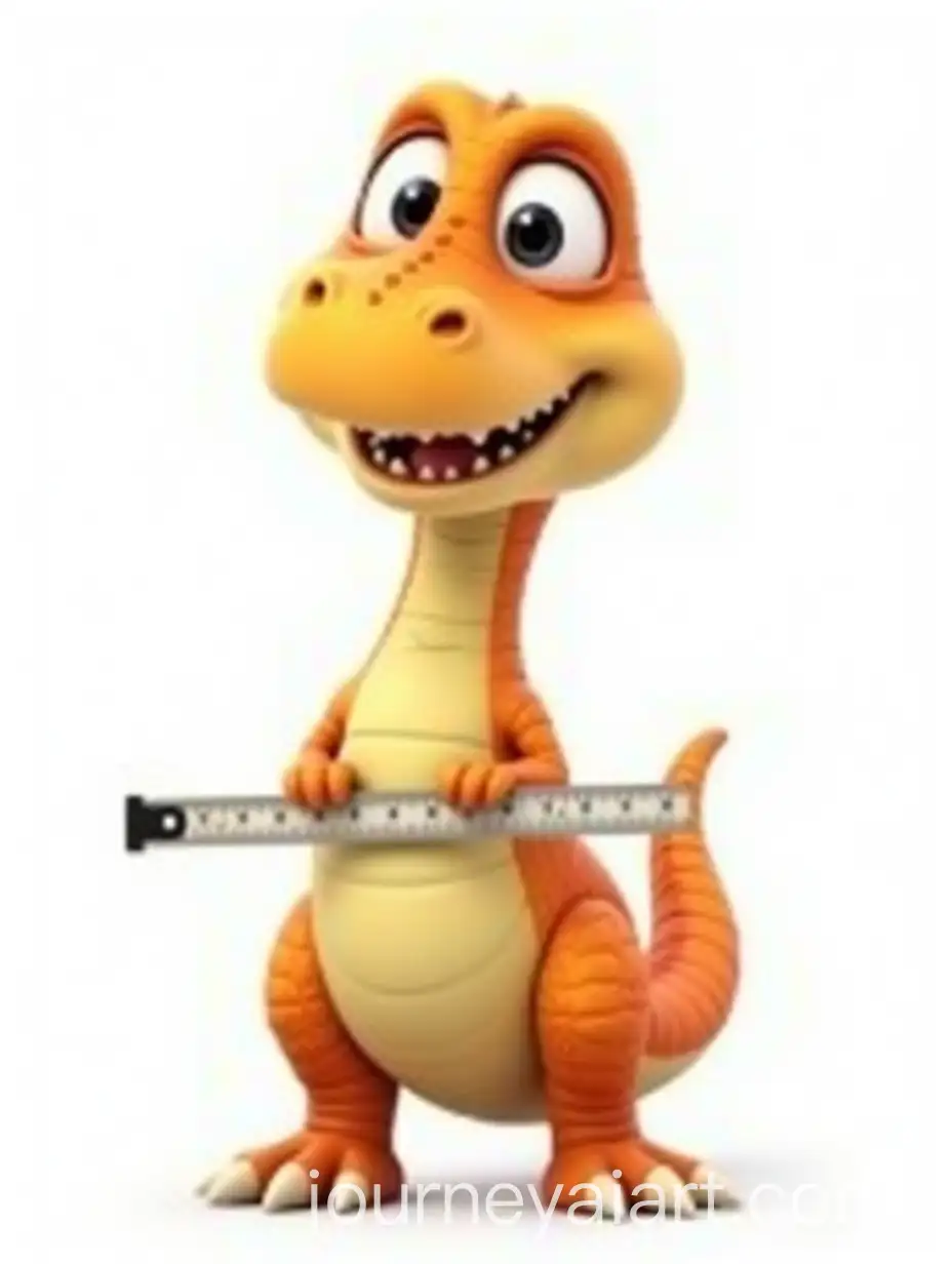 Animated-Dinosaur-with-Measuring-Tape-on-White-Background