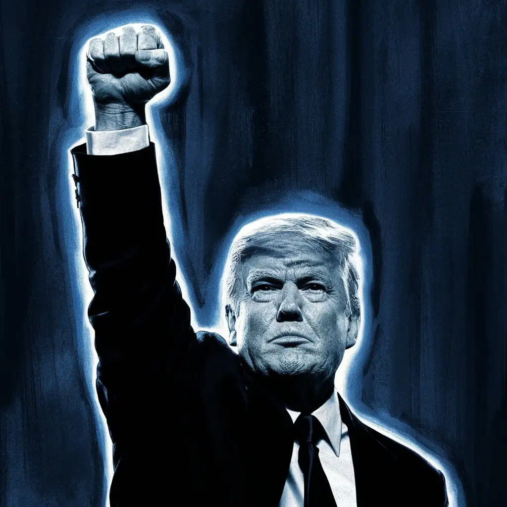 Defiant Donald Trump Raising Fist in Determined Gesture