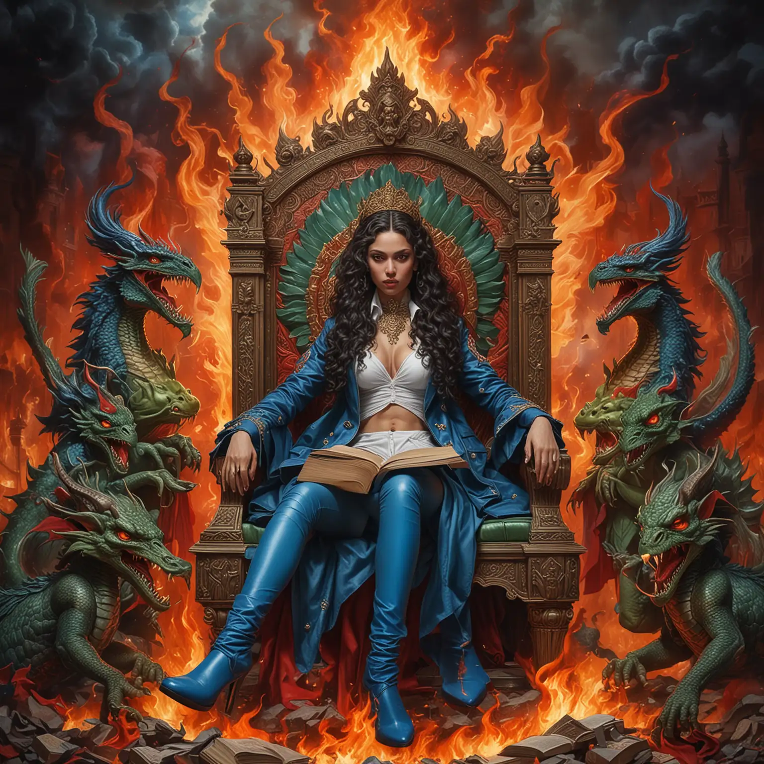 Adolescent Empresses and Alien Sorceresses Commanding Fiery Dragons