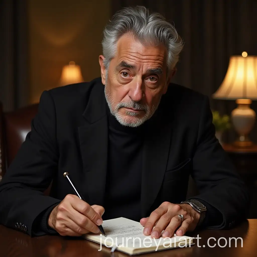 Robert-De-Niro-Writing-in-a-LeatherBound-Notebook