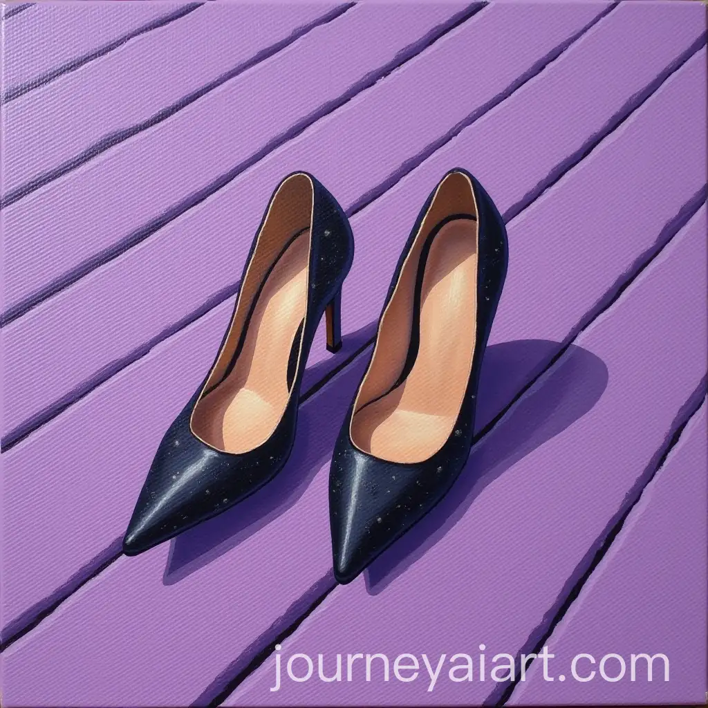 Oil-Painting-of-ALIPH-Shoes-on-Purple-Wooden-Background