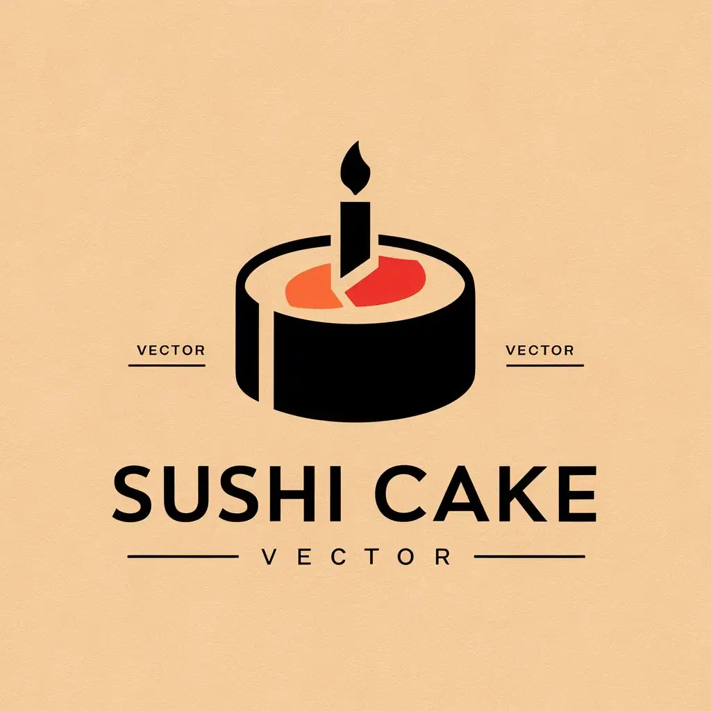 LOGO-Design-For-Sushi-Cake-Minimalistic-CakeShaped-Sushi-with-Candle-on-Clear-Background