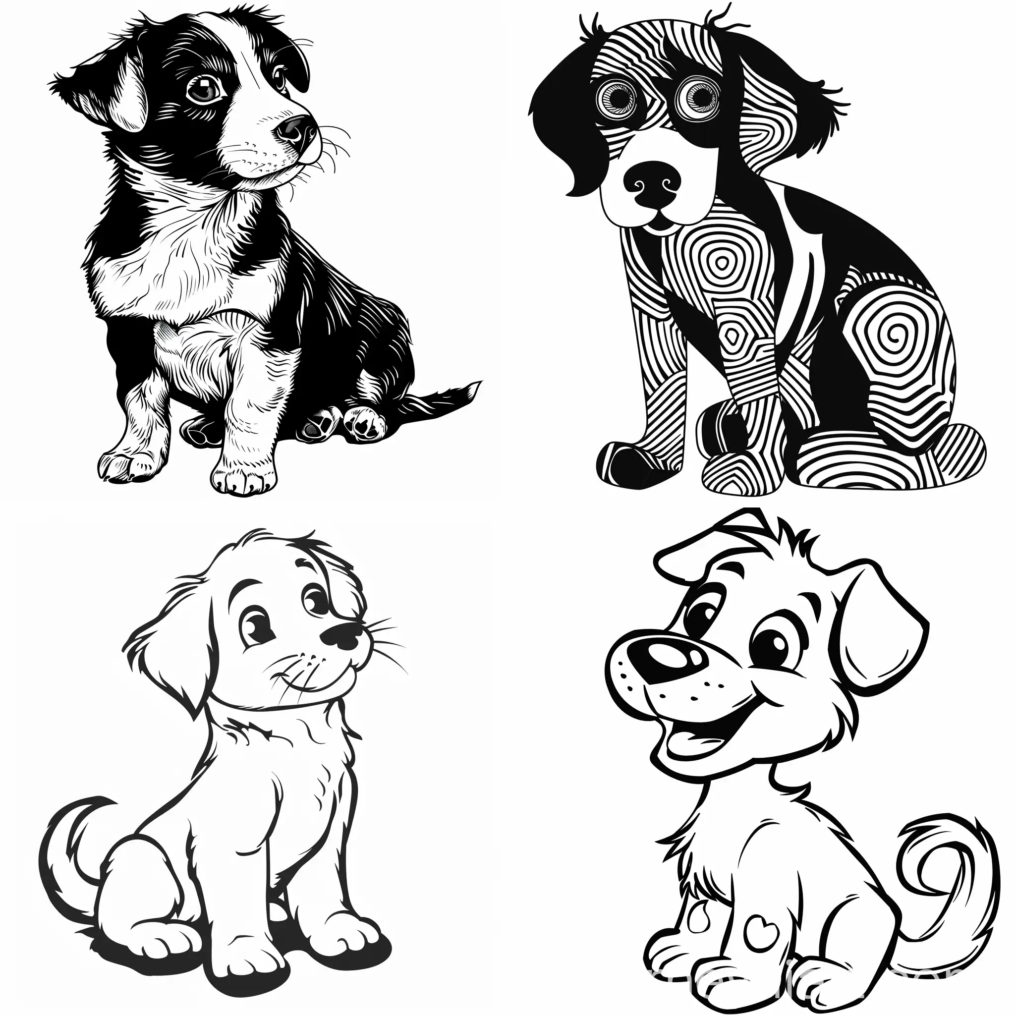 Simple-Black-and-White-Coloring-Dog-for-Kids