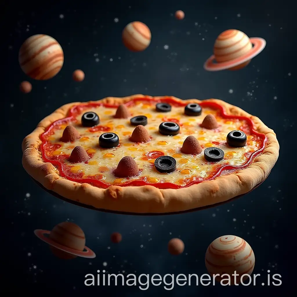 Pizza-Floating-in-Cosmic-Space-with-Mushroom-and-Olive-Planets