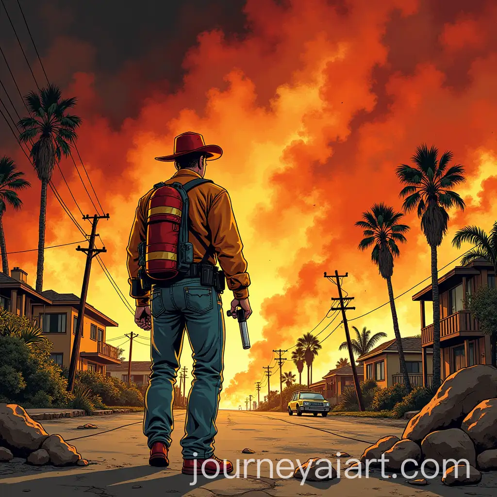 Chaos-in-Los-Angeles-Wildfire-1950s-American-Comic-Style