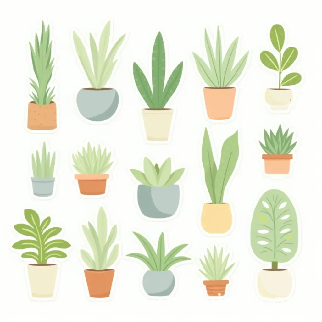 Modern-Potted-Plant-Sticker-Sheet-with-Succulents-and-Ferns